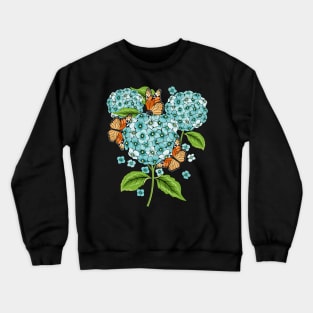 Blue Hydrangea And Butterfly Art Crewneck Sweatshirt